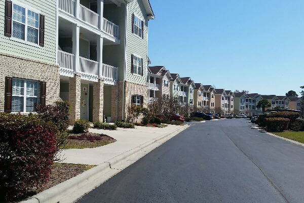 view of condominiums from street